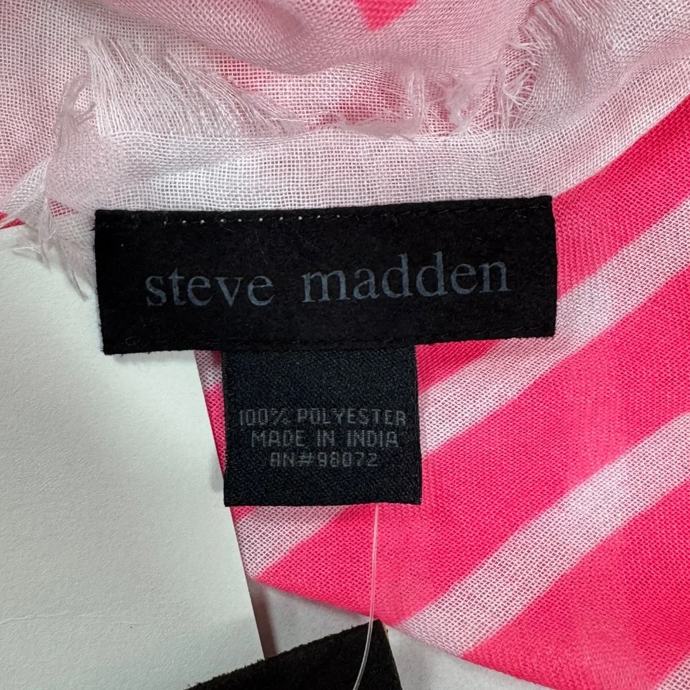 Steve Madden Pink and White Striped Oversized Scarf or Wraps - 74